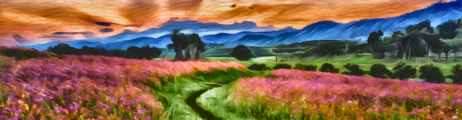 Pencil Art, scenic flower spring landscape